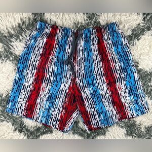 Speedo Men's Multi-color Swim Trunks Red White Blue Size Large